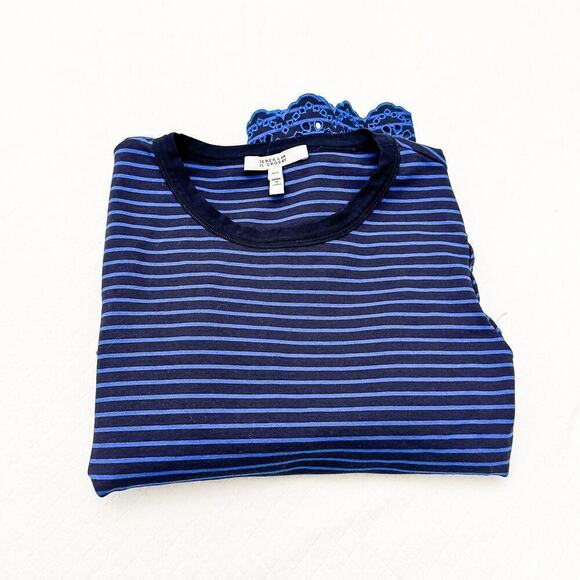 Derek Lam 10 Crosby Striped Top Lace Embellished Edge Size M - Picture 6 of 7